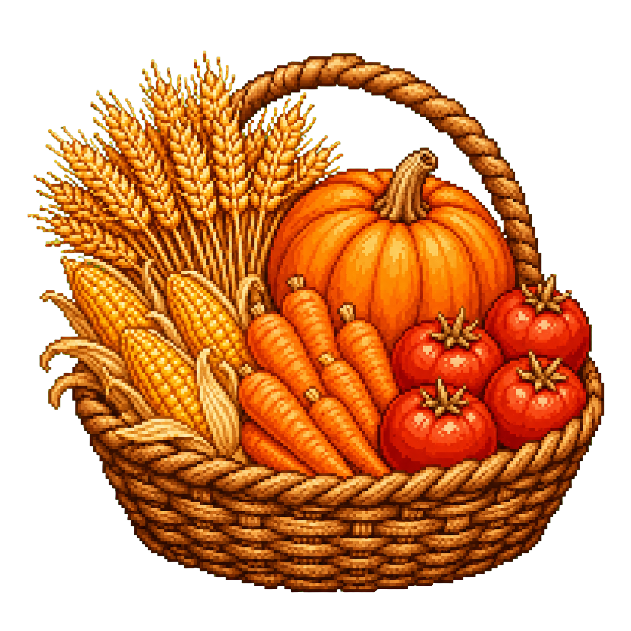 Basket overflowing with harvested crops